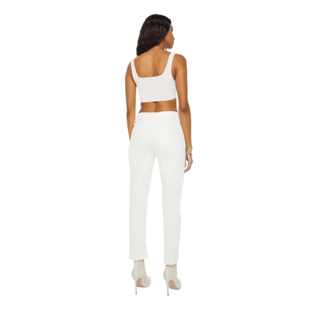 Mother White Cream Puffs Tomcat Ankle Straight Leg Jeans